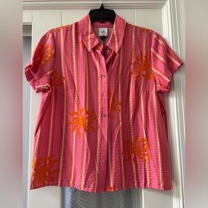 cabi Cottage Top 6721 NWOT Pink and Orange Shirt